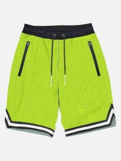 Fluogelbe Badeshorts im Surf-Stil