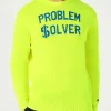 Fluogelber Herrenpullover mit Problem $olver-Aufdruck