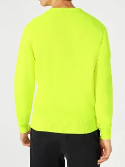 Fluogelber Herrenpullover mit Problem $olver-Aufdruck