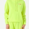 Fluogelber Kapuzenpullover mit St. Barth-Stickerei