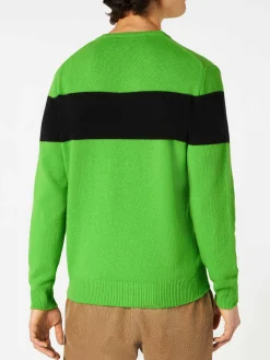 Fluogrüner Herrenpullover mit Off-Piste-Schriftzug