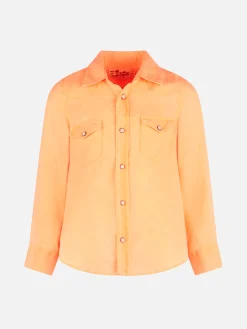 Fluo-orangefarbenes Leinenhemd für Jungen