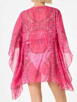 Fluo-Rosa-Kaftan mit Bandana-Print