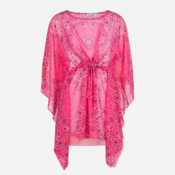 Fluo-Rosa-Kaftan mit Bandana-Print