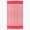 Fouta mit marineblauem Wellenbesatz und Gingham-Print
