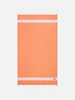 Fouta-Handtuch in Fluo-Orange, doppelt mit Schwamm