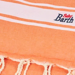 Fouta-Handtuch in Fluo-Orange, doppelt mit Schwamm