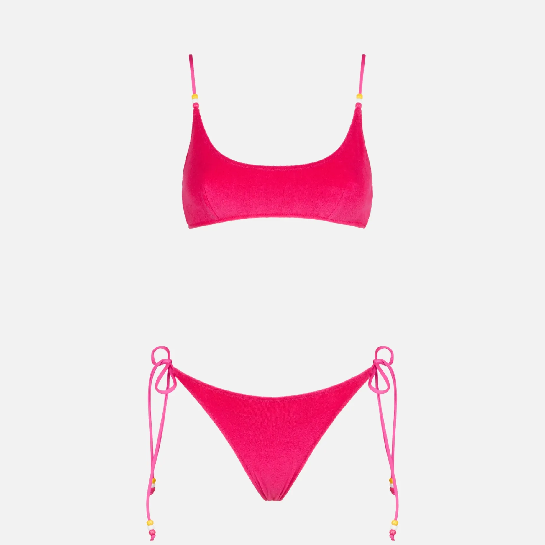 Frottee-Bralette-Bikini für Damen in Fuchsia
