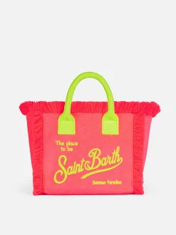 Fuchsiafarbene Frotteehandtasche von Colette mit Saint Barth-Logo