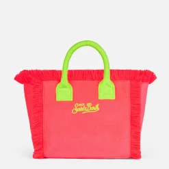 Fuchsiafarbene Frotteehandtasche von Colette mit Saint Barth-Logo