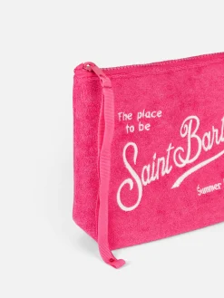 Fuchsiafarbene Frottee-Pochette Aline