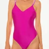Fuchsiafarbener einteiliger Badeanzug für Damen (Schulterträger separat erhältlich) | APERIKINI COLLECTION