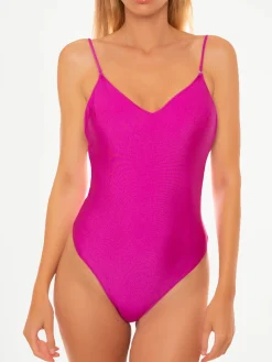 Fuchsiafarbener einteiliger Badeanzug für Damen (Schulterträger separat erhältlich) | APERIKINI COLLECTION