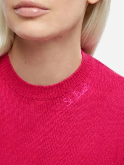 Fuchsiafarbener Pullover Sorbonne aus Kaschmirmischung für Damen