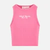 Fuchsiafarbenes Crop-Tanktop aus Rippstrick-Baumwolle für Mädchen