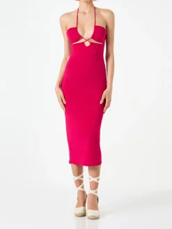 Fuchsiafarbenes Longuette-Kleid mit Cut-outs Farah