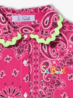 Fuchsiafarbenes Mädchenkleid mit Kopftuchmuster