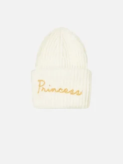 Gebürstete und ultraweiche Mädchenmütze mit Princess-Stickerei