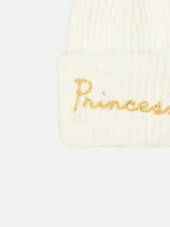 Gebürstete und ultraweiche Mädchenmütze mit Princess-Stickerei