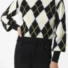 Gebürsteter Damenpullover mit Argyle-Muster