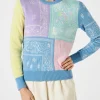 Gebürsteter Damenpullover mit Bandana-Print