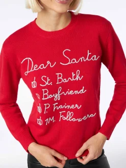 Gebürsteter Damenpullover mit „Dear Santa List“-Stickerei