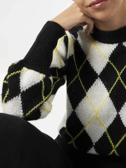 Gebürsteter Damenpullover mit Argyle-Muster