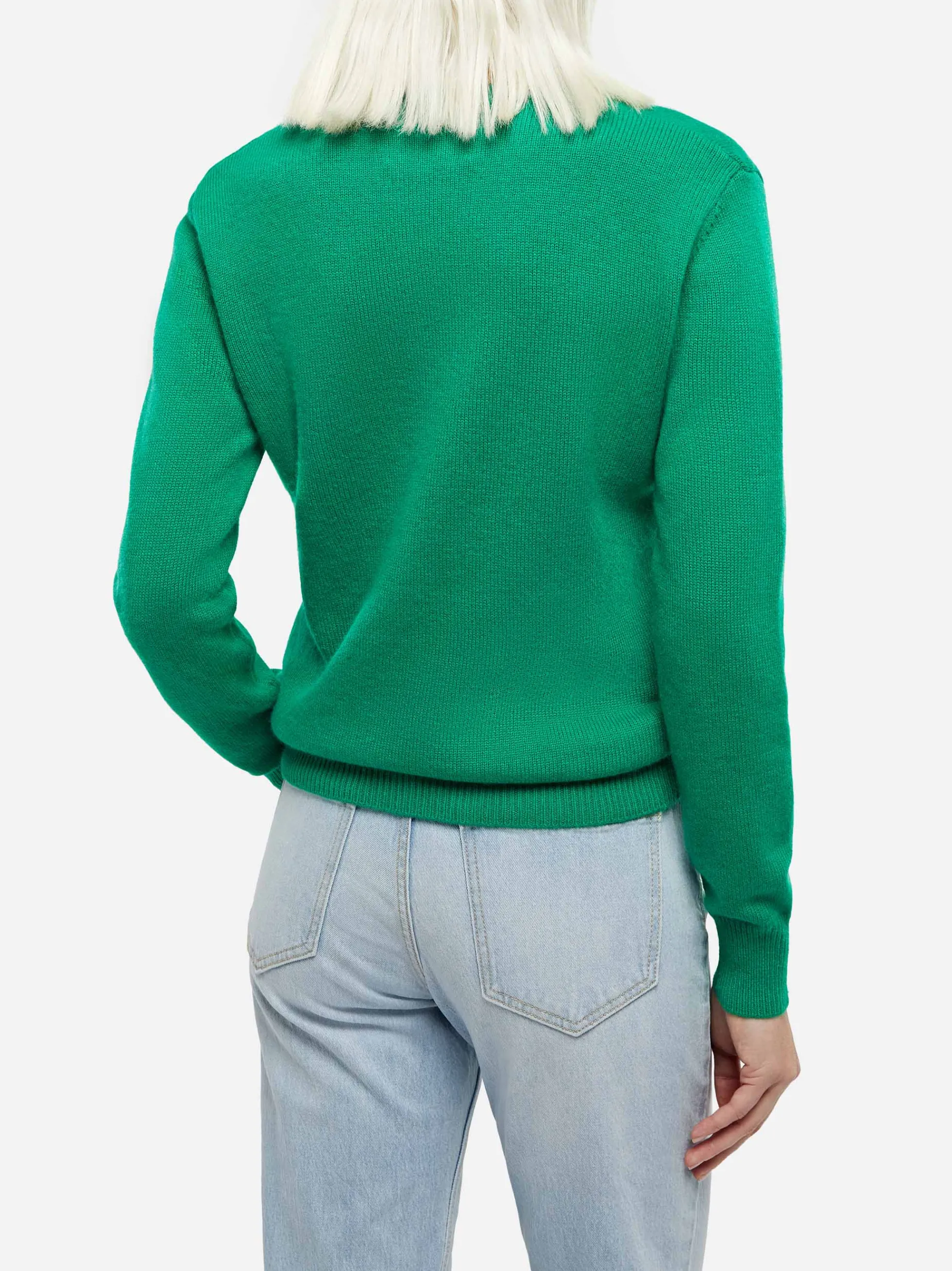 Gebürsteter Damenpullover mit Gänseblümchen-Print