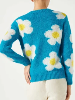 Gebürsteter Damenpullover mit Gänseblümchen und „Summer Dreamer“-Stickerei