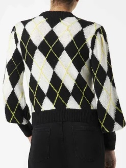 Gebürsteter Damenpullover mit Argyle-Muster