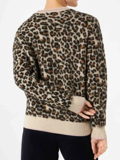 Gebürsteter Damenpullover mit Leopardenmuster
