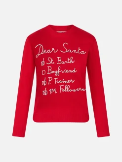 Gebürsteter Damenpullover mit „Dear Santa List“-Stickerei