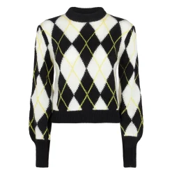 Gebürsteter Damenpullover mit Argyle-Muster