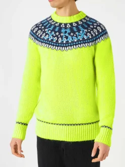 Gebürsteter Herrenpullover mit isländischem Jacquard