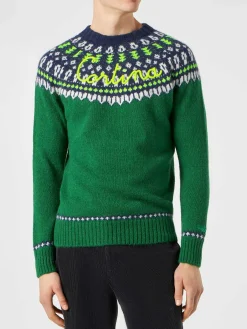 Gebürsteter Herrenpullover mit isländischem Jacquard