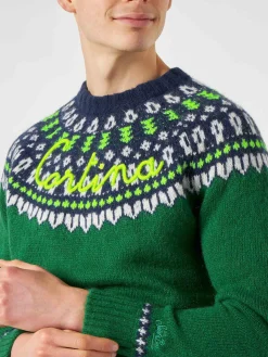 Gebürsteter Herrenpullover mit isländischem Jacquard