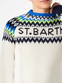 Gebürsteter Herrenpullover mit isländischem Jacquard