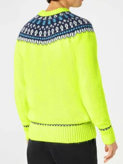 Gebürsteter Herrenpullover mit isländischem Jacquard