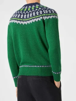 Gebürsteter Herrenpullover mit isländischem Jacquard