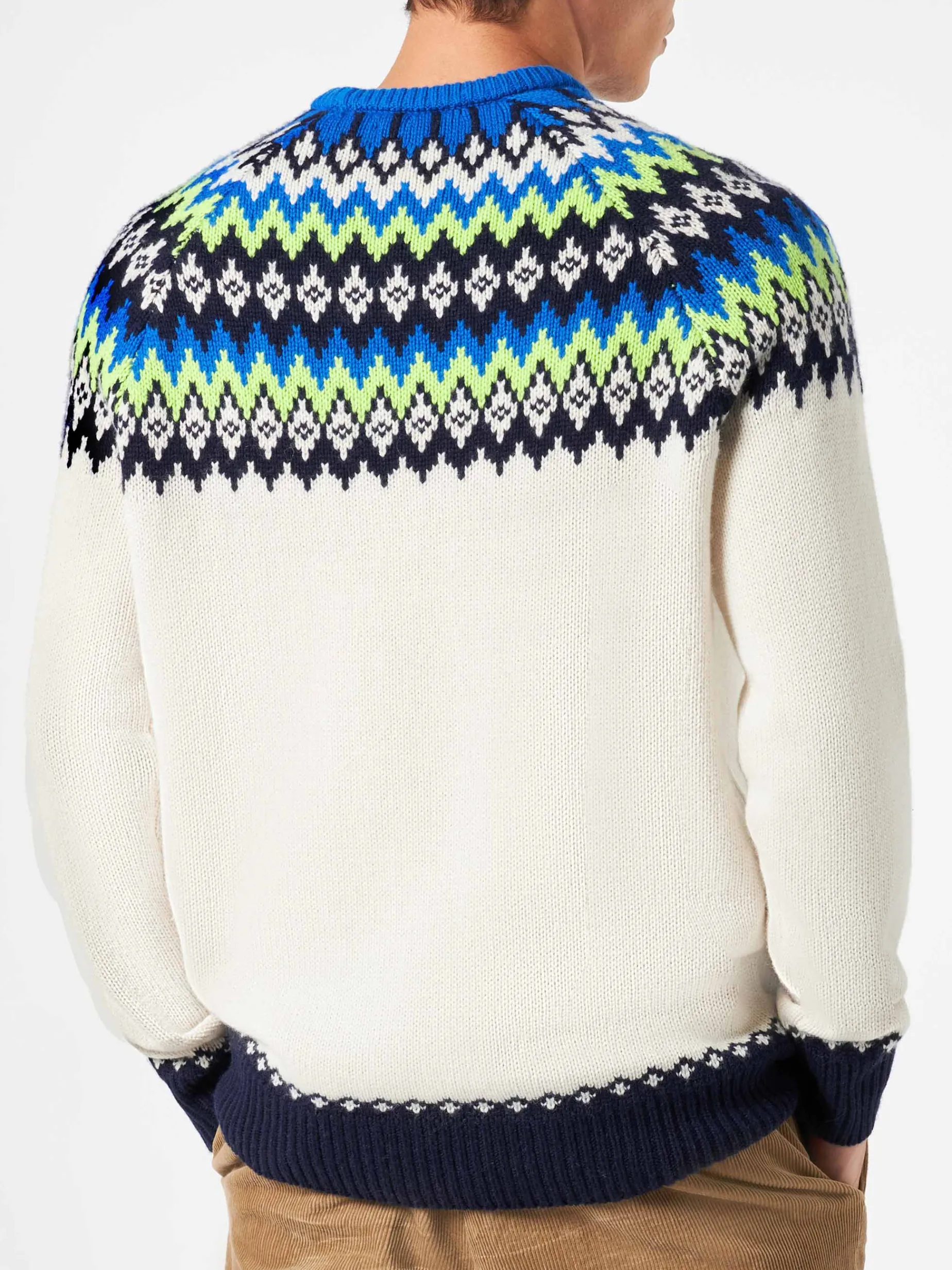 Gebürsteter Herrenpullover mit isländischem Jacquard