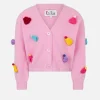 Gebürsteter, kurz geschnittener Mädchen-Cardigan mit Puffärmeln