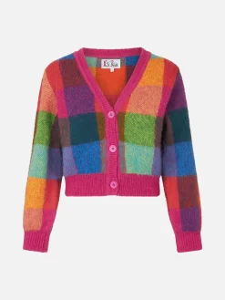 Gebürsteter, kurz geschnittener Damen-Cardigan mit Puffärmeln