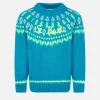 Gebürsteter Mädchenpullover mit Rundhalsausschnitt und nordischem Jacquard
