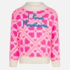 Gebürsteter Mädchenpullover mit Rundhalsausschnitt und Herzprint