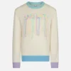 Gebürsteter Mädchenpullover mit Fransenstickerei