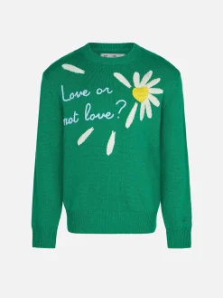 Gebürsteter Mädchenpullover mit Gänseblümchen-Print