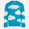 Gebürsteter Mädchenpullover mit Tra le nuvole-Stickerei