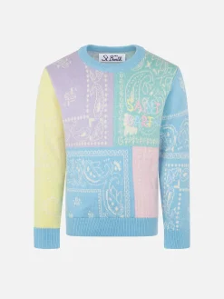 Gebürsteter Pullover mit Bandana-Print für Mädchen
