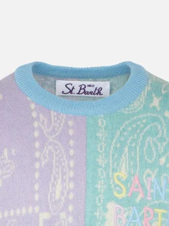 Gebürsteter Pullover mit Bandana-Print für Mädchen