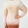 Gebürstetes Strickkleid mit Lurex-Details